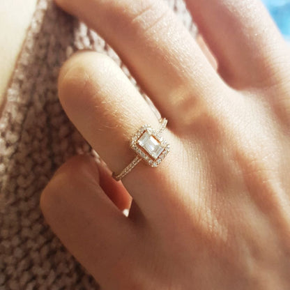 Rose Solid Gold Baguette Solitaire Ring