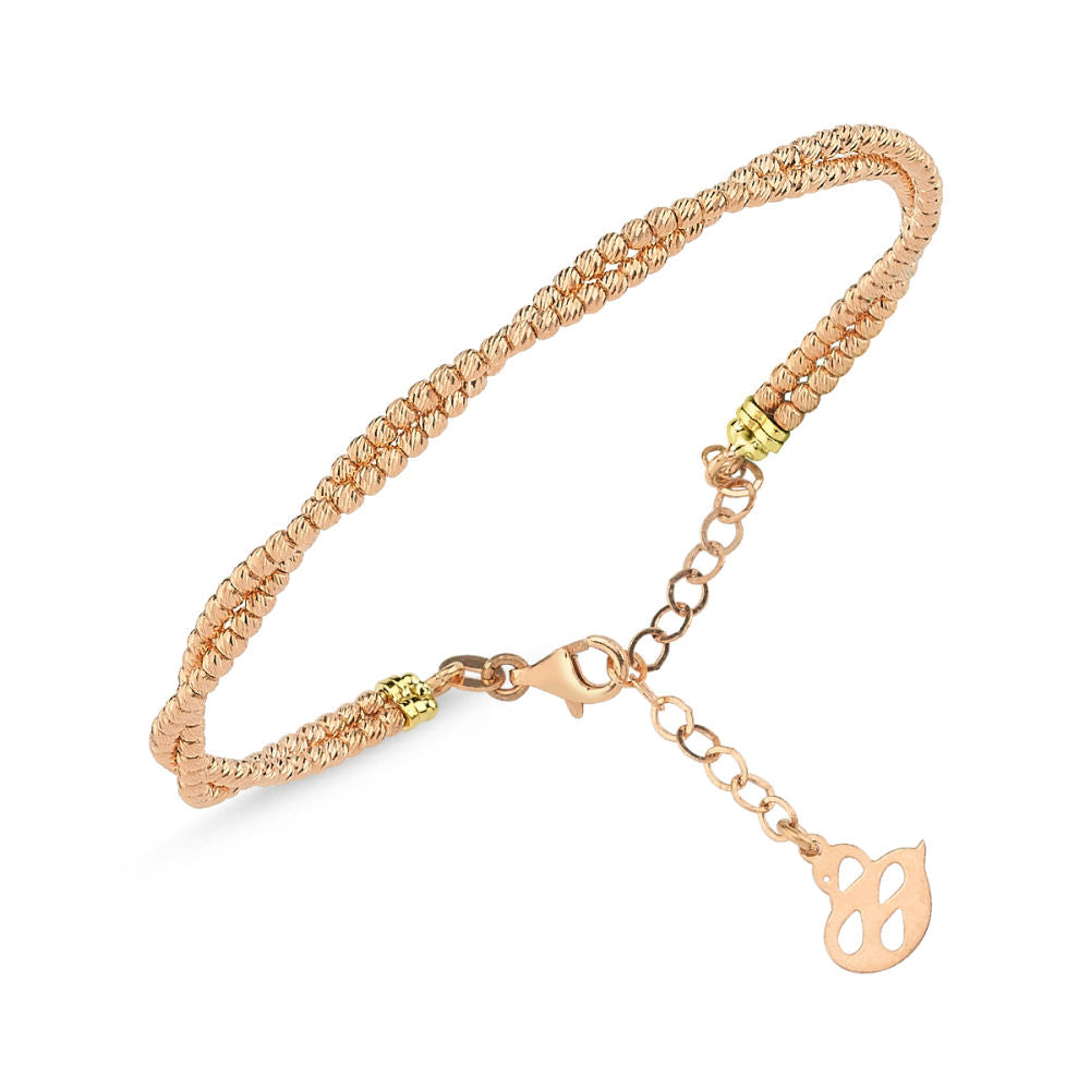 Rose Solid Gold Dorica Bracelet Double Row Duck Motif