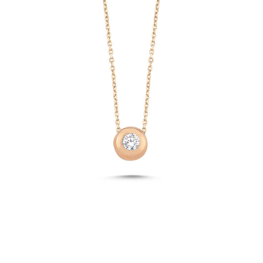 Rose Solid Gold Solitaire Necklace 0.10 Carat