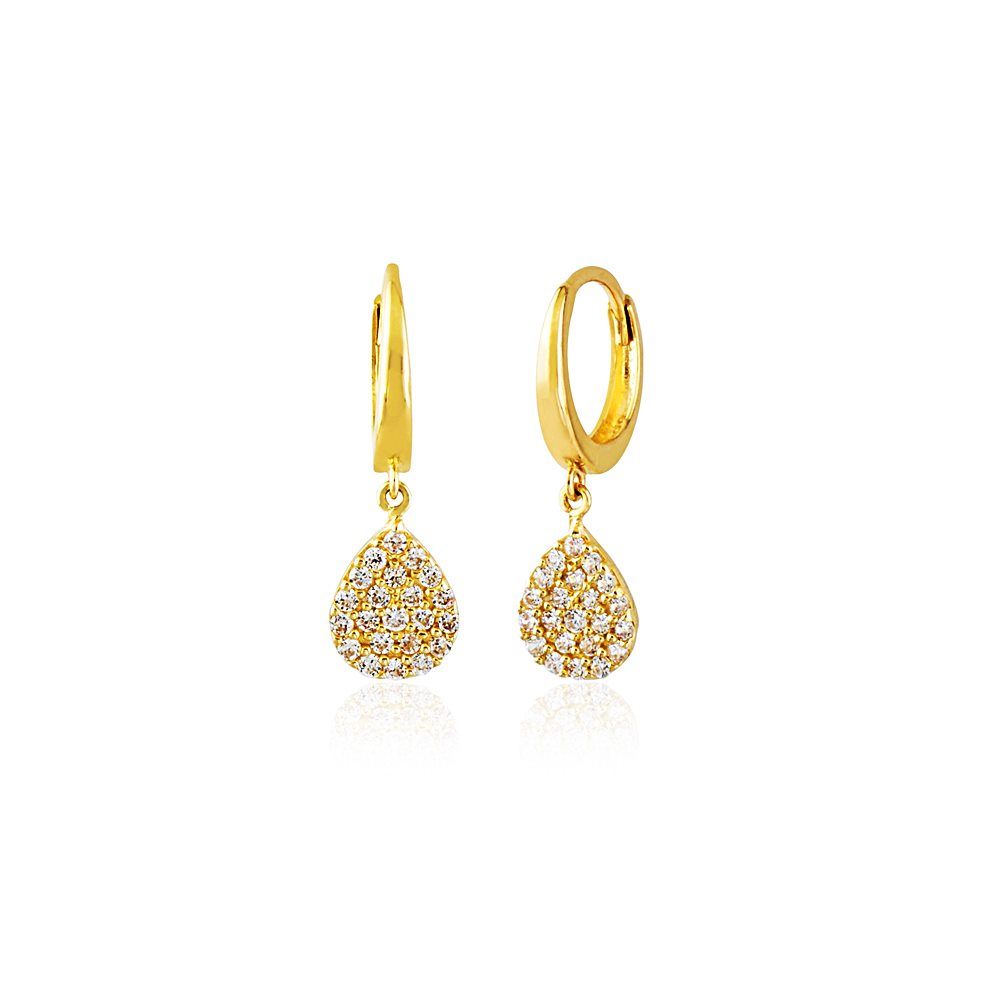 Dangle Solid Gold Drop Earrings 14K Solid Gold