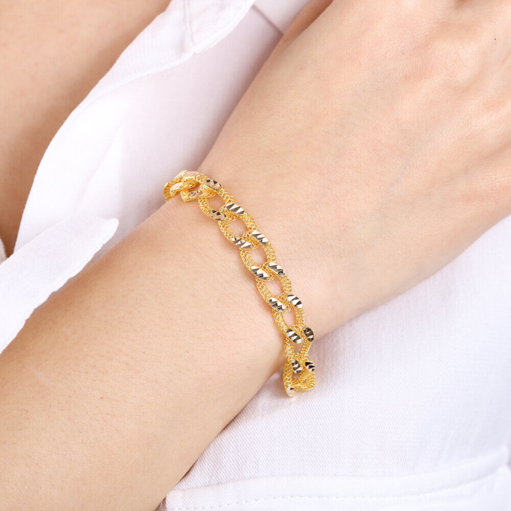 Milky Way Solid Gold Bracelet 14K 8mm