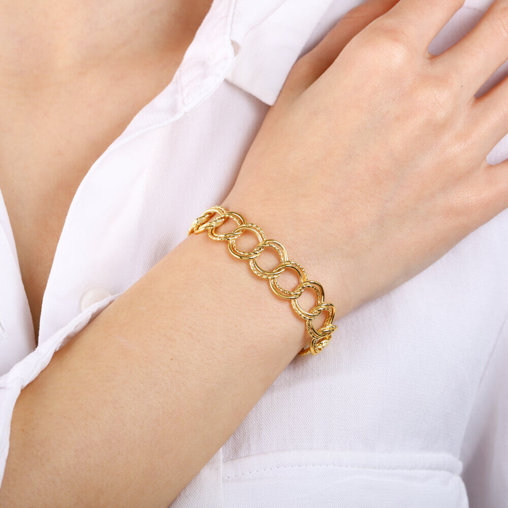 Milky Way Solid Gold Bracelet 14K Classic Design 12mm