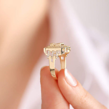 Yellow Solid Gold Baguette Ring Nova Form