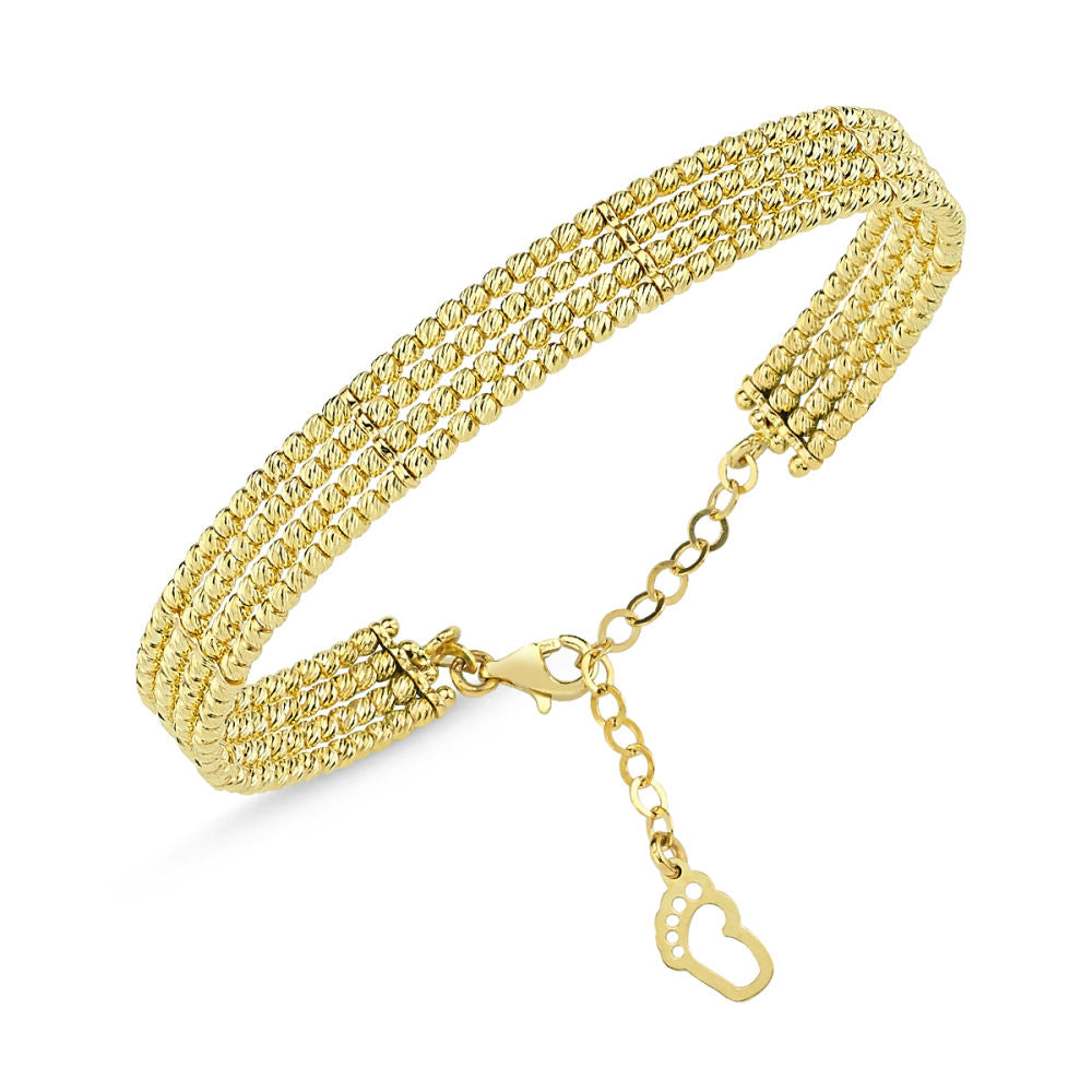 Yellow Solid Gold Dorica Bracelet Four Rows Baby Foot