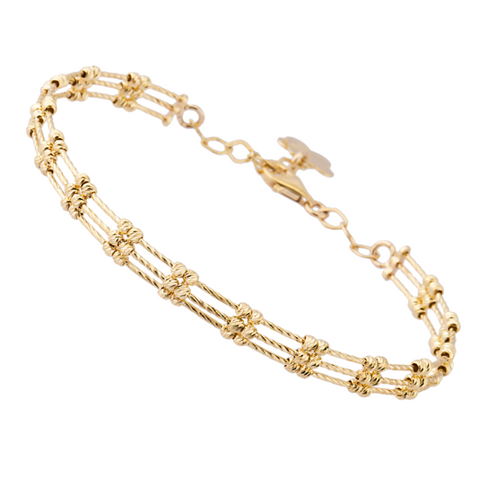 Yellow Solid Gold Bracelet Dorica (Three Rows)