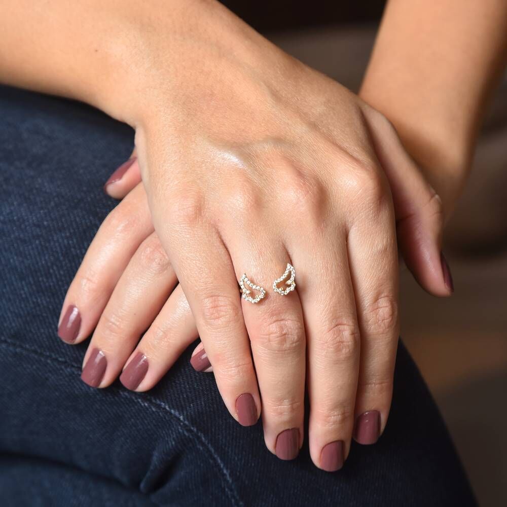 Yellow Solid Gold Angel Ring