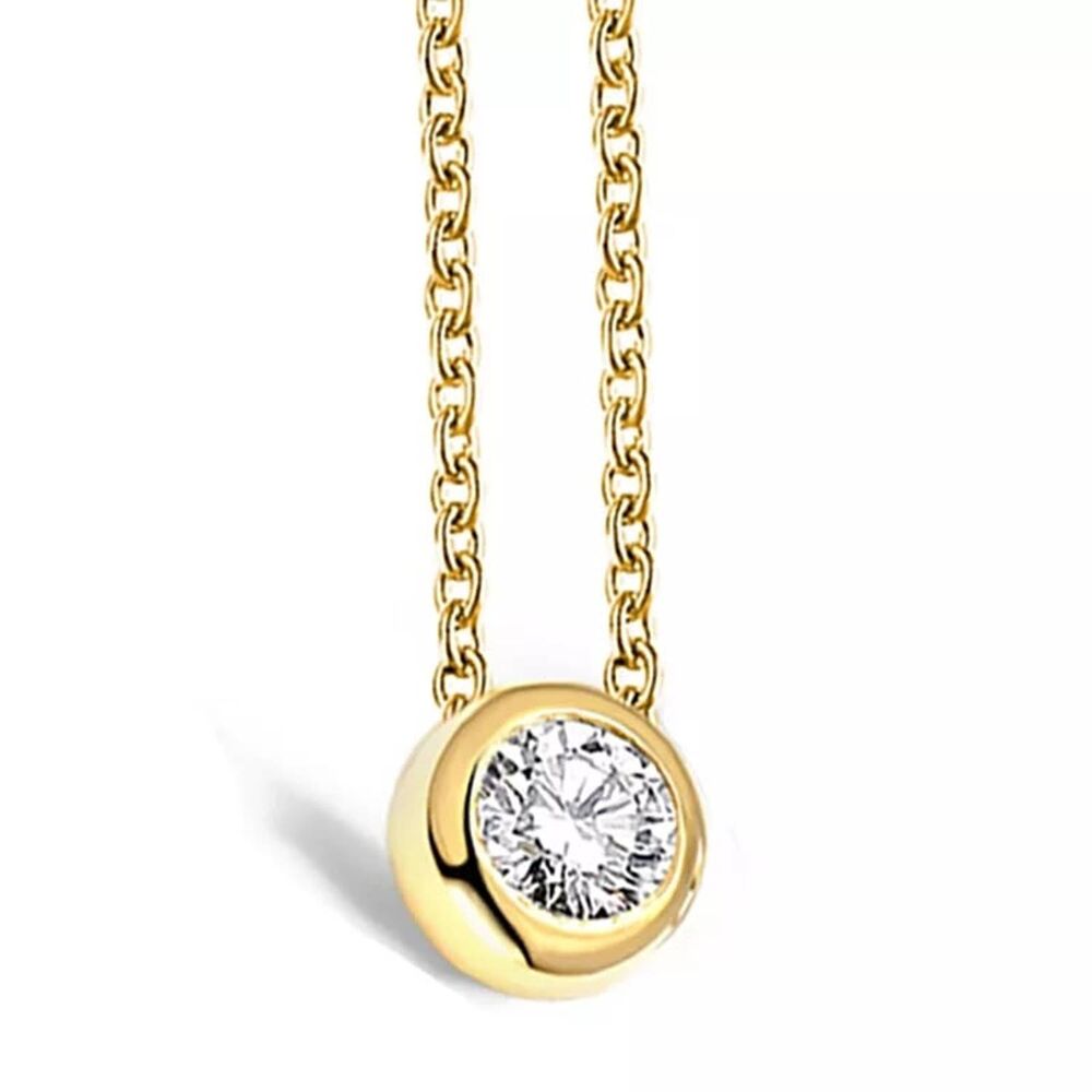 Yellow Solid Gold Solitaire Necklace 14K