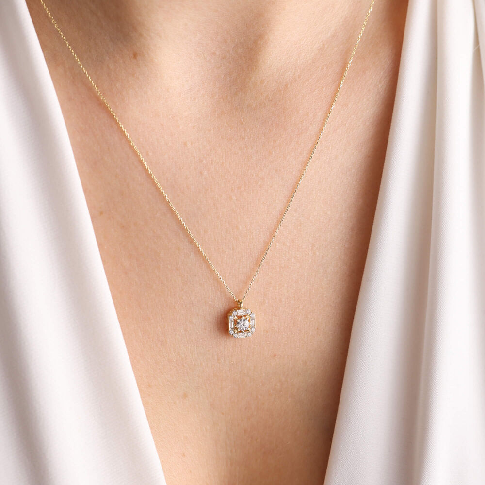 Solid Gold Solitaire Necklace Minimal