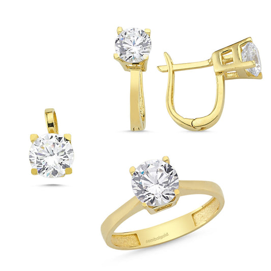 Yellow Solid Gold Solitaire Set
