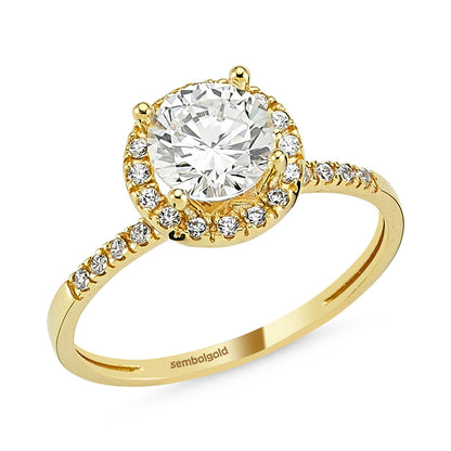 Yellow Solid Gold Solitaire Ring 1.00 Carat