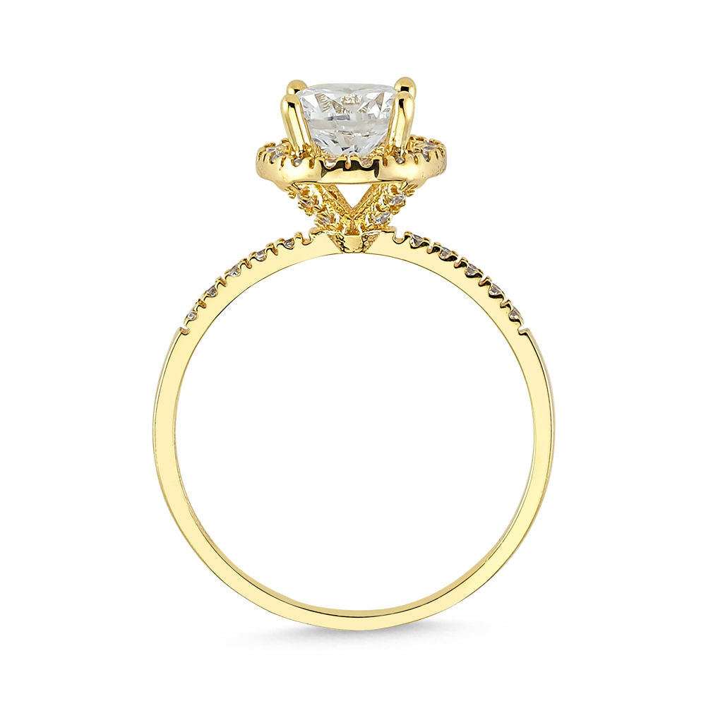 Yellow Solid Gold Solitaire Ring 1.00 Carat