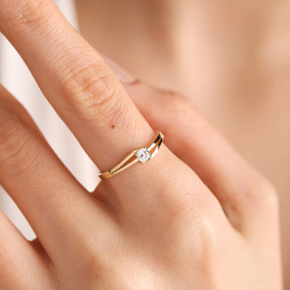 Yellow Solid Gold Solitaire Ring