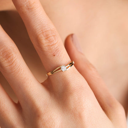 Yellow Solid Gold Solitaire Ring