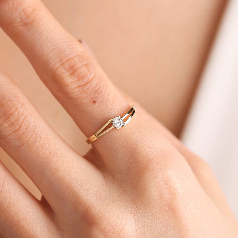 Yellow Solid Gold Solitaire Ring