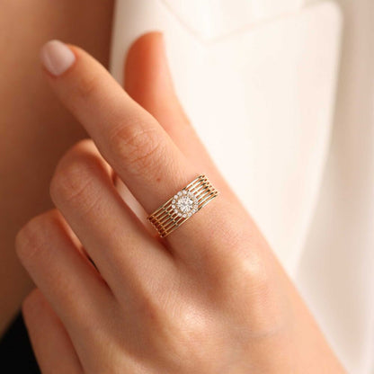 Yellow Solid Gold Solitaire Ring