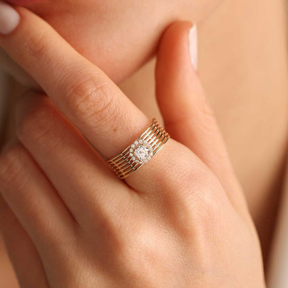 Yellow Solid Gold Solitaire Ring