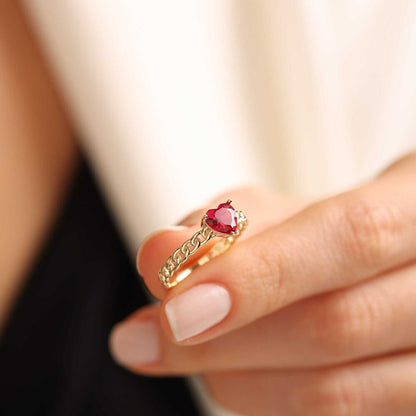 Solid Gold Solitaire Ring Ruby