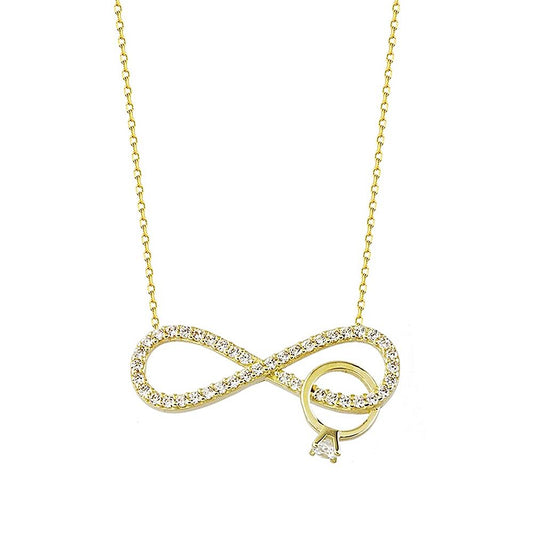 Infinity Solitaire Solid Gold Necklace 14K Solid Gold
