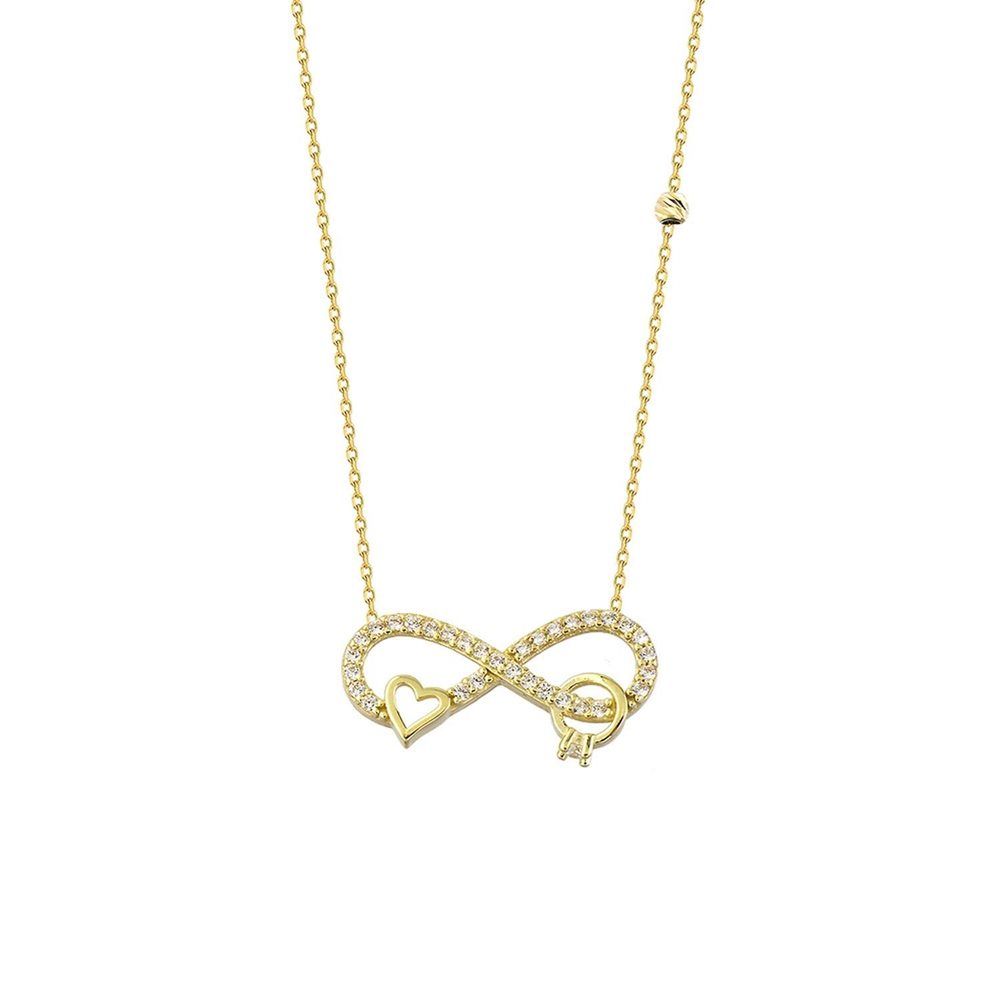 Infinity Solid Gold Necklace Heart Solitaire
