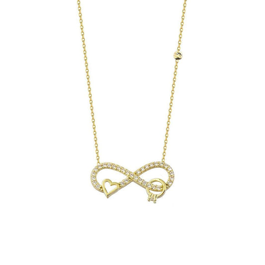 Infinity Solid Gold Necklace Heart Solitaire