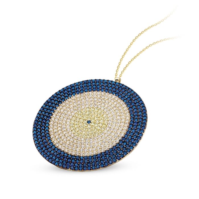 14K Solid Gold Evil Eye Necklace