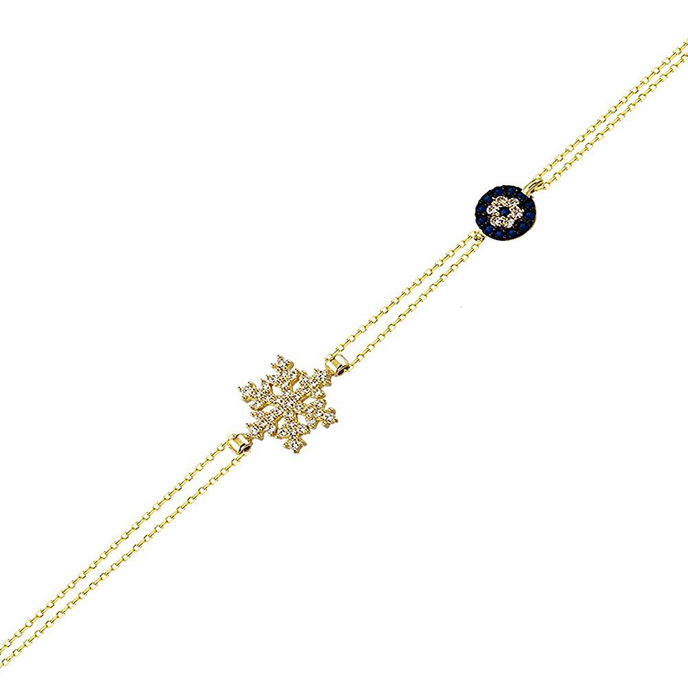 Snowflake Solid Gold Chain Bracelet 14K Solid Gold