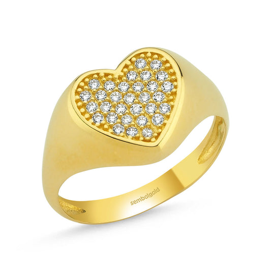 14K Solid Gold Knight Heart Ring