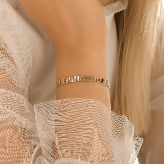 14K Solid Gold Shiny Bracelet