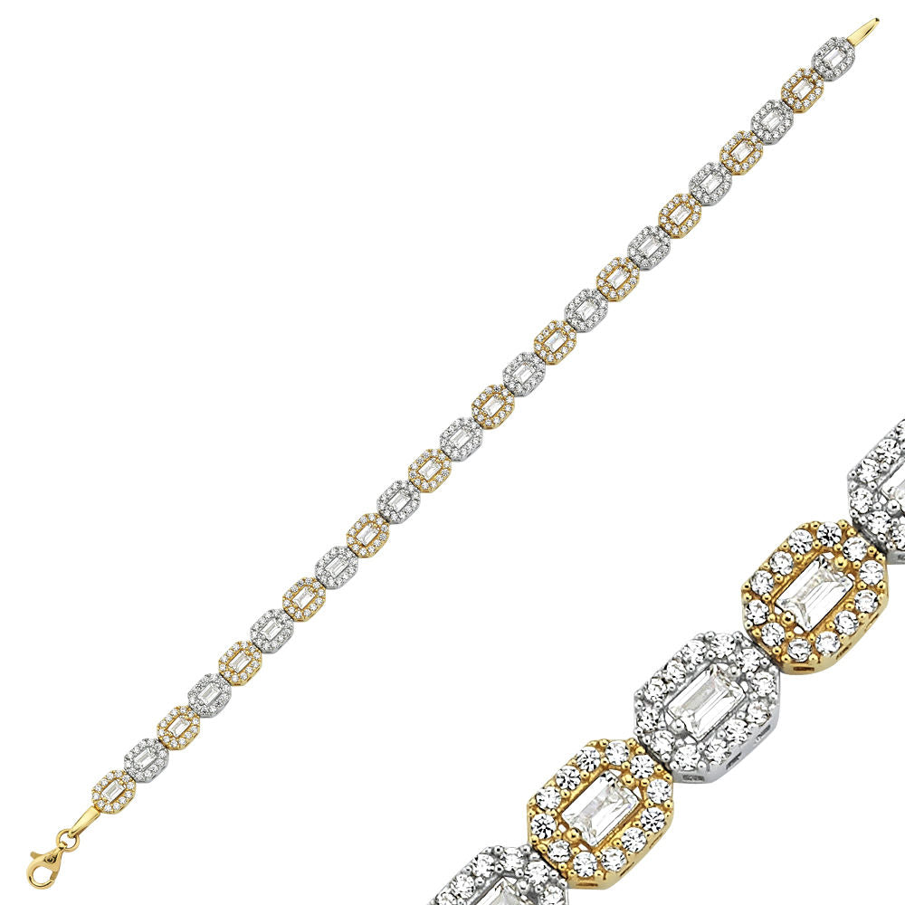 Waterway Solid Gold Bracelet Baguette With Gemstone Coronet