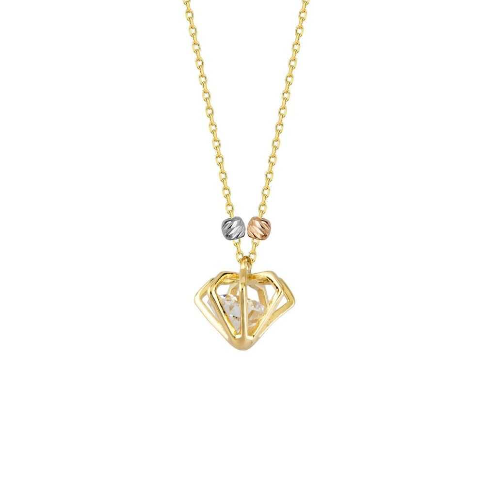 Solitaire Solid Gold Necklace 14K Dorica