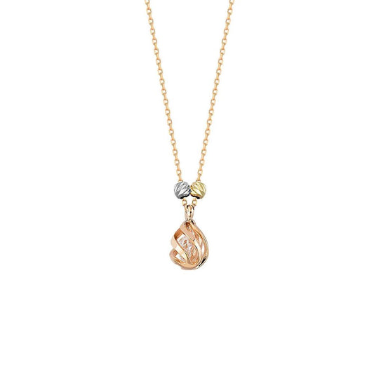 Solitaire Solid Gold Necklace 14K Rose Dorica