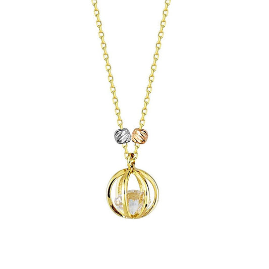 Solitaire Solid Gold Necklace Caged Dorica