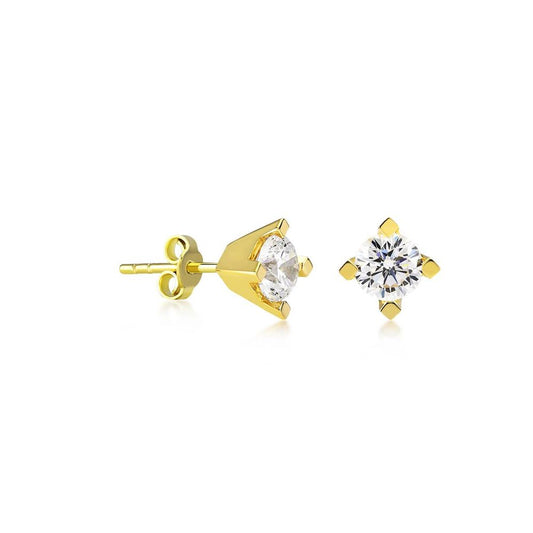 Solitaire Solid Gold Earrings