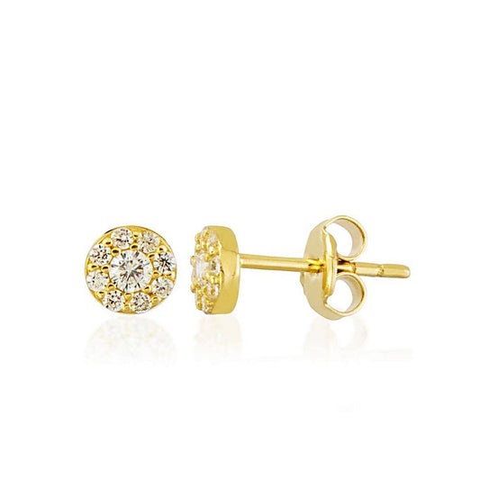 Solitaire Solid Gold Earrings Coronet Stone