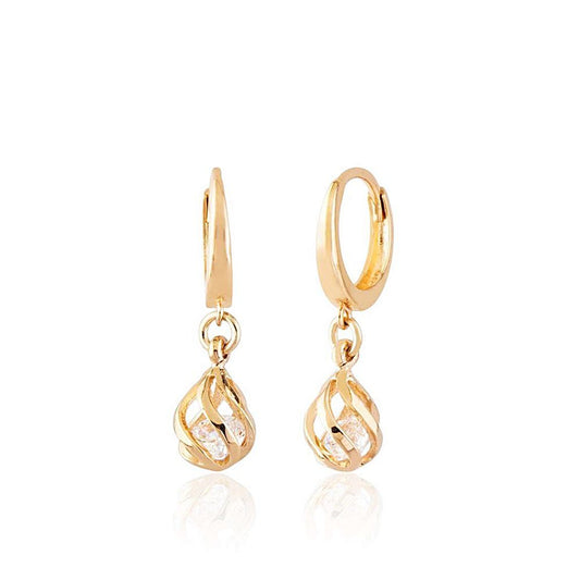 Solitaire Solid Gold Earrings Dangle