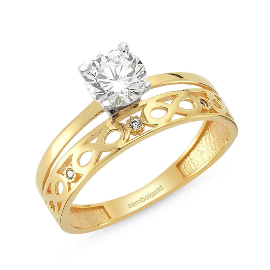 Solitaire Wedding Ring Solid Gold Ring Infinity
