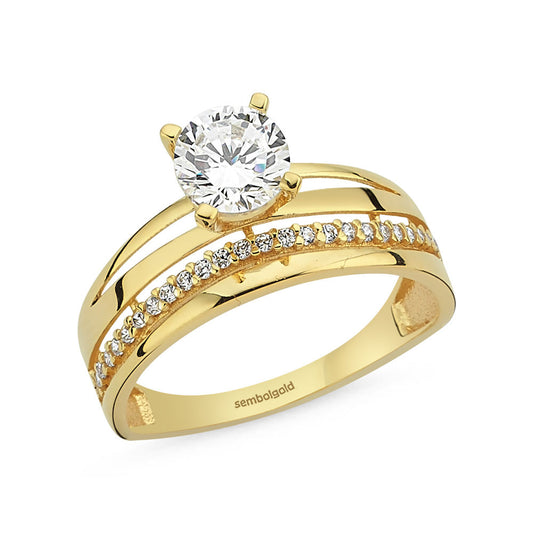 Solitaire Wedding Ring Solid Gold Ring Twin (2 in 1)