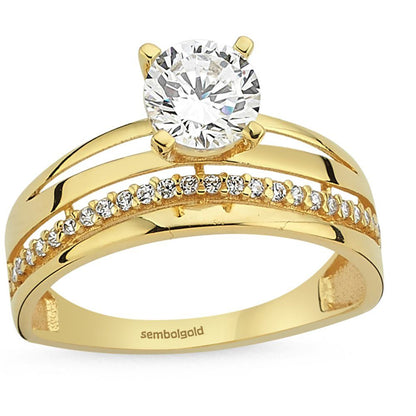 Solitaire Wedding Ring Solid Gold Ring Twin (2 in 1)