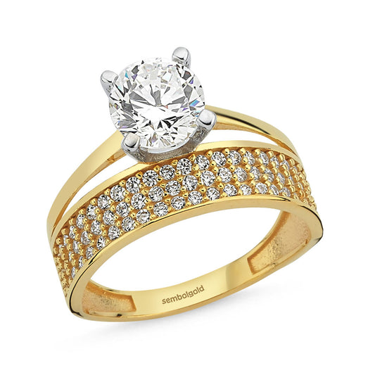 Solitaire Wedding Ring Solid Gold Ring Twin (2 in 1)