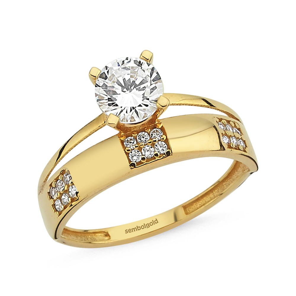 Solitaire Wedding Ring Solid Gold Ring Twin Square Design