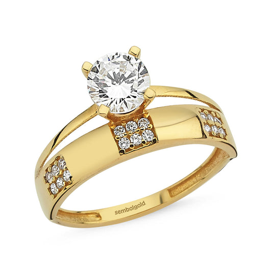 Solitaire Wedding Ring Solid Gold Ring Twin Square Design