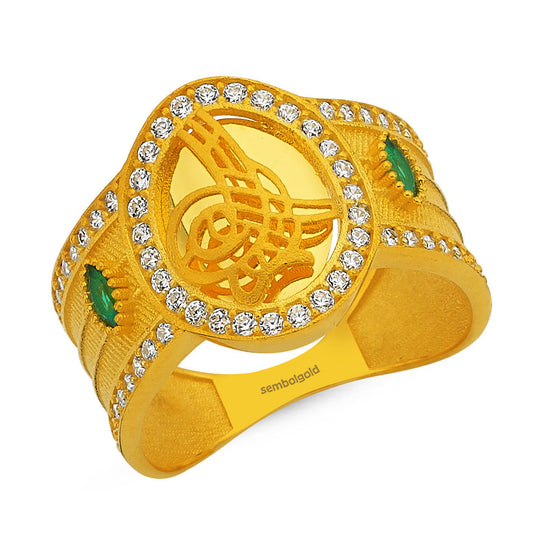 8K Solid Gold Tugra Tourmaline Gemstone Ring