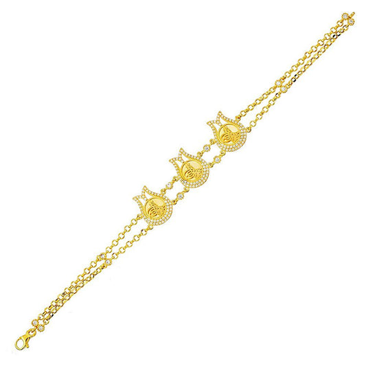 Tugra Bracelet Yellow Solid Gold 14K Tulip