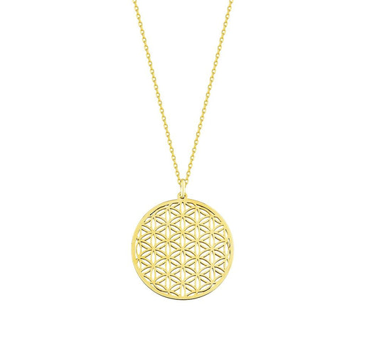 Flower Of Life Solid Gold Necklace
