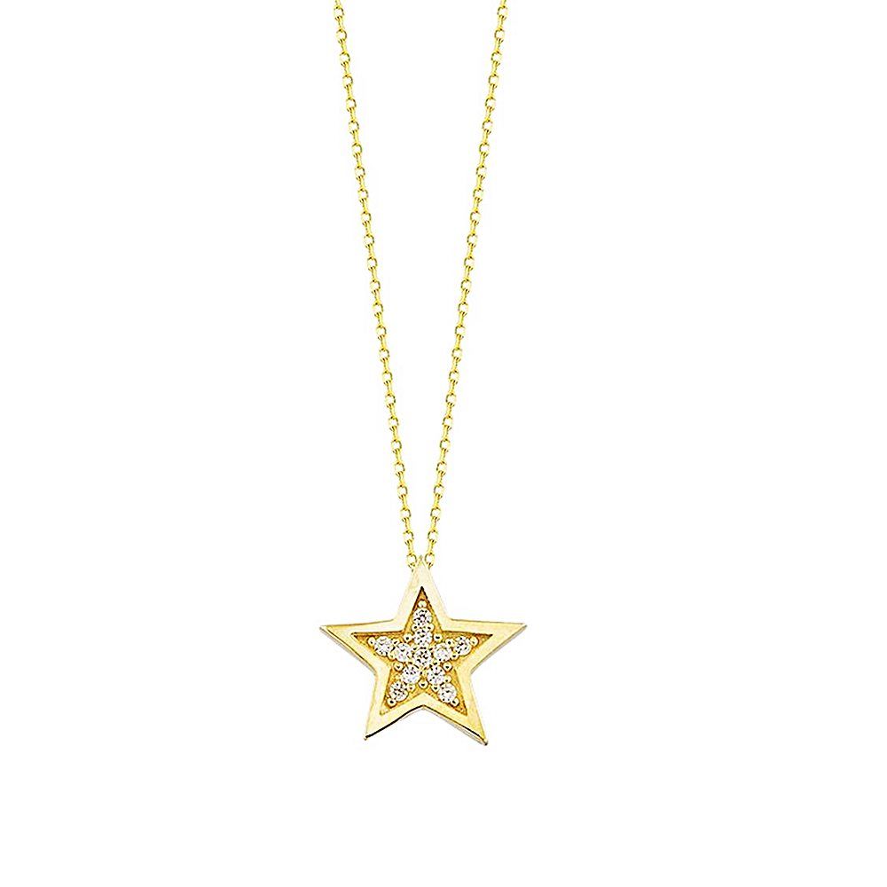 Star Solid Gold Necklace 14K 1,0 cm