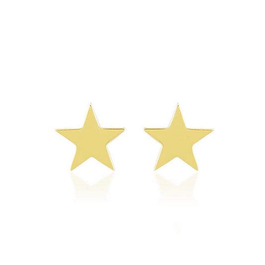 Star Solid Gold Earrings Shiny