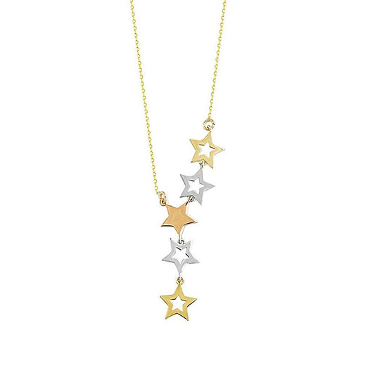Star Serial Solid Gold Necklace 14K