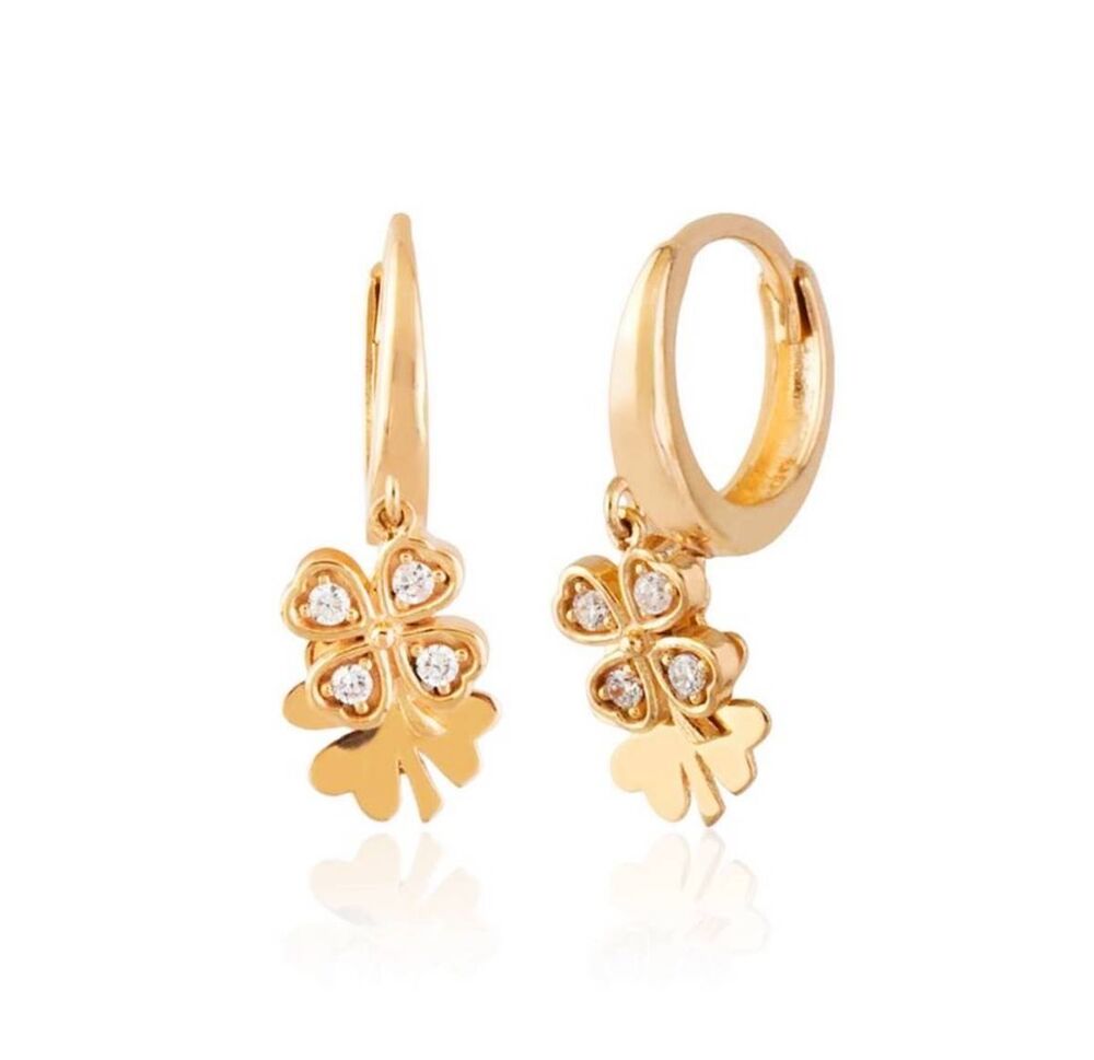 Clover Solid Gold Earrings 14K Rose Solid Gold