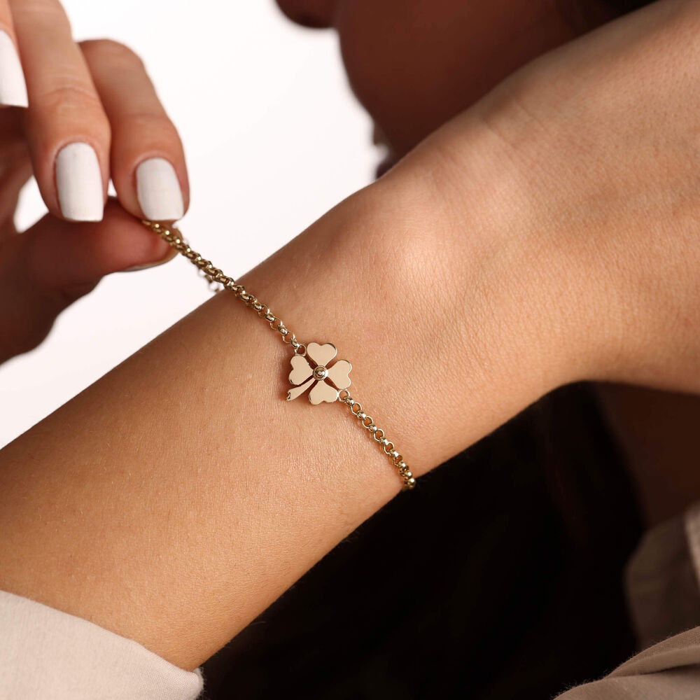 Clover Flower Solid Gold Bracelet 14K