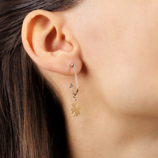 Clover Pendulum Solid Gold Earrings 14K Dorica Special Design